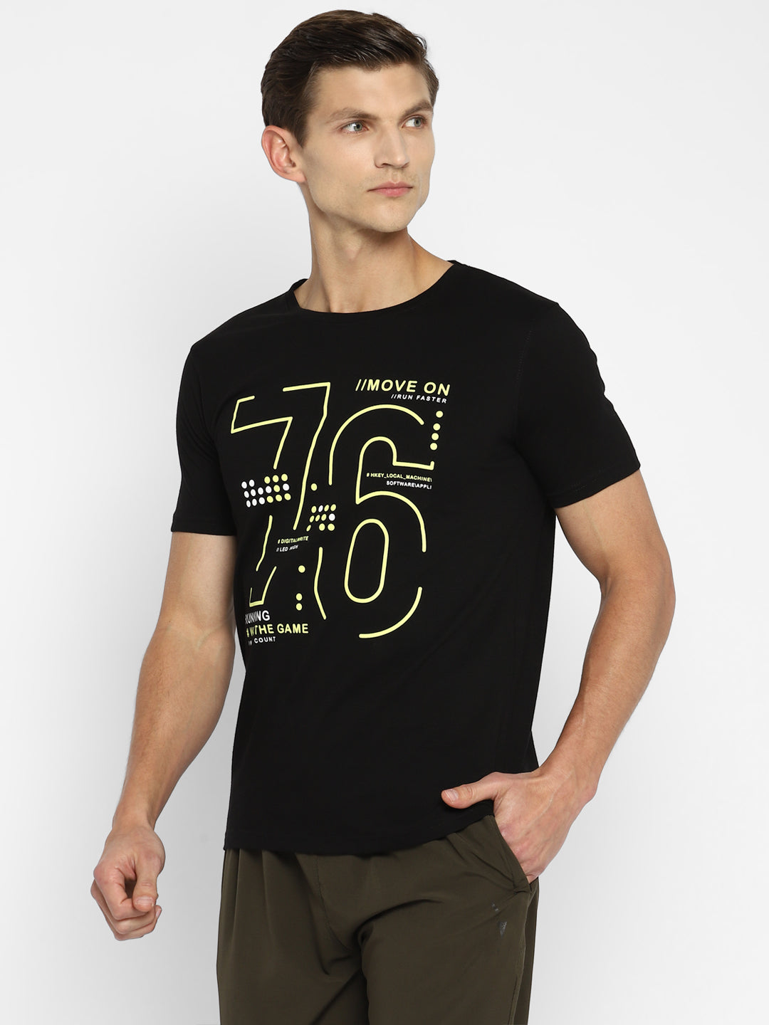 Ap'pulse Men's Short Sleeve Round Neck Printed Tshirt