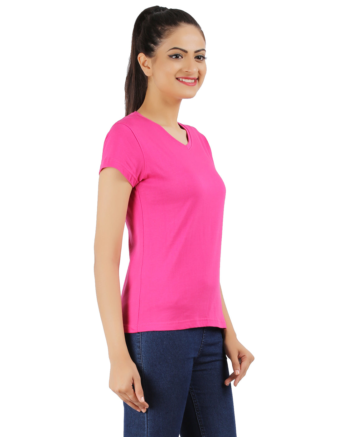 Ap'pulse Women's Short Sleeve V neck Tshirt