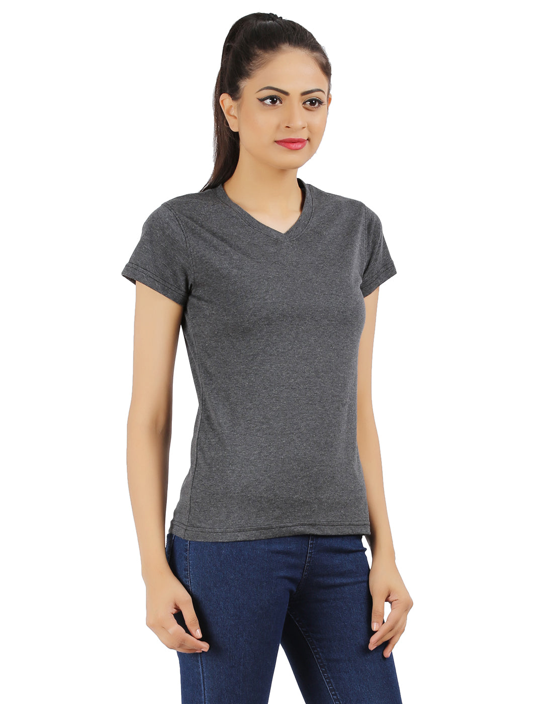 Ap'pulse Women's Short Sleeve V neck Tshirt