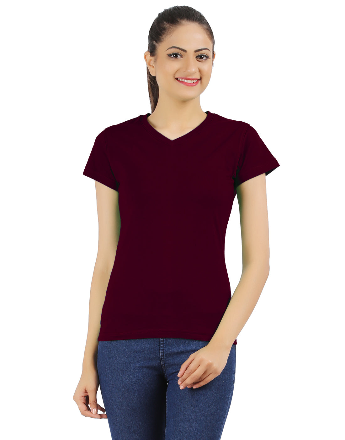 Ap'pulse Women's Short Sleeve V neck Tshirt