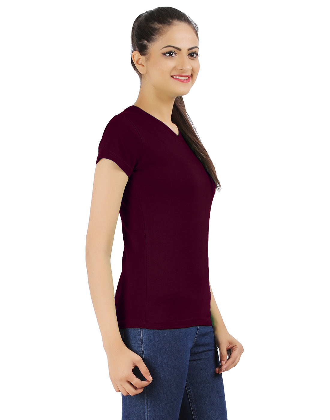 Ap'pulse Women's Short Sleeve V neck Tshirt