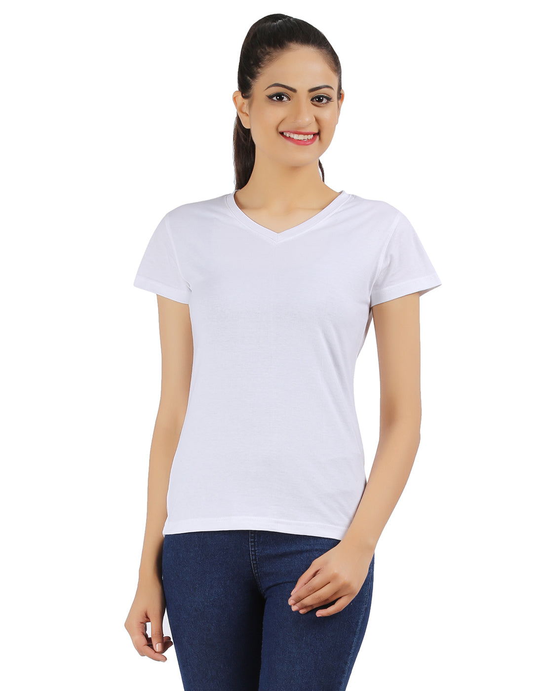 Ap'pulse Women's Short Sleeve V neck Tshirt