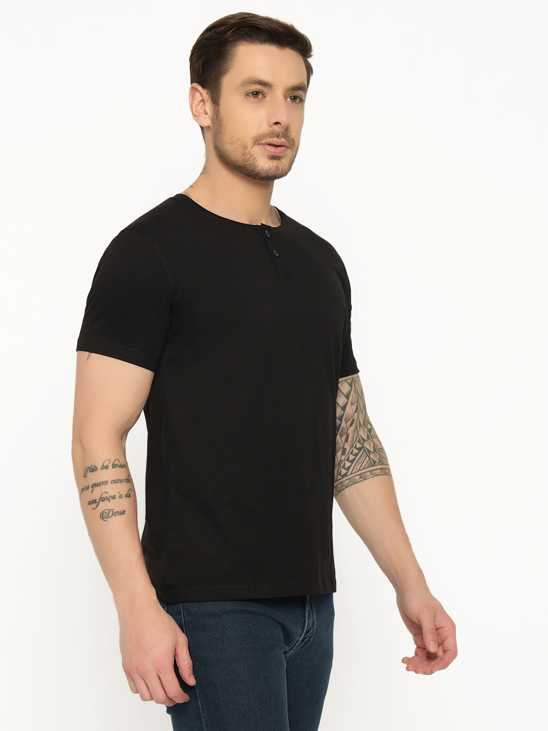 Ap'pulse Men's Short Sleeve Henley Tshirt