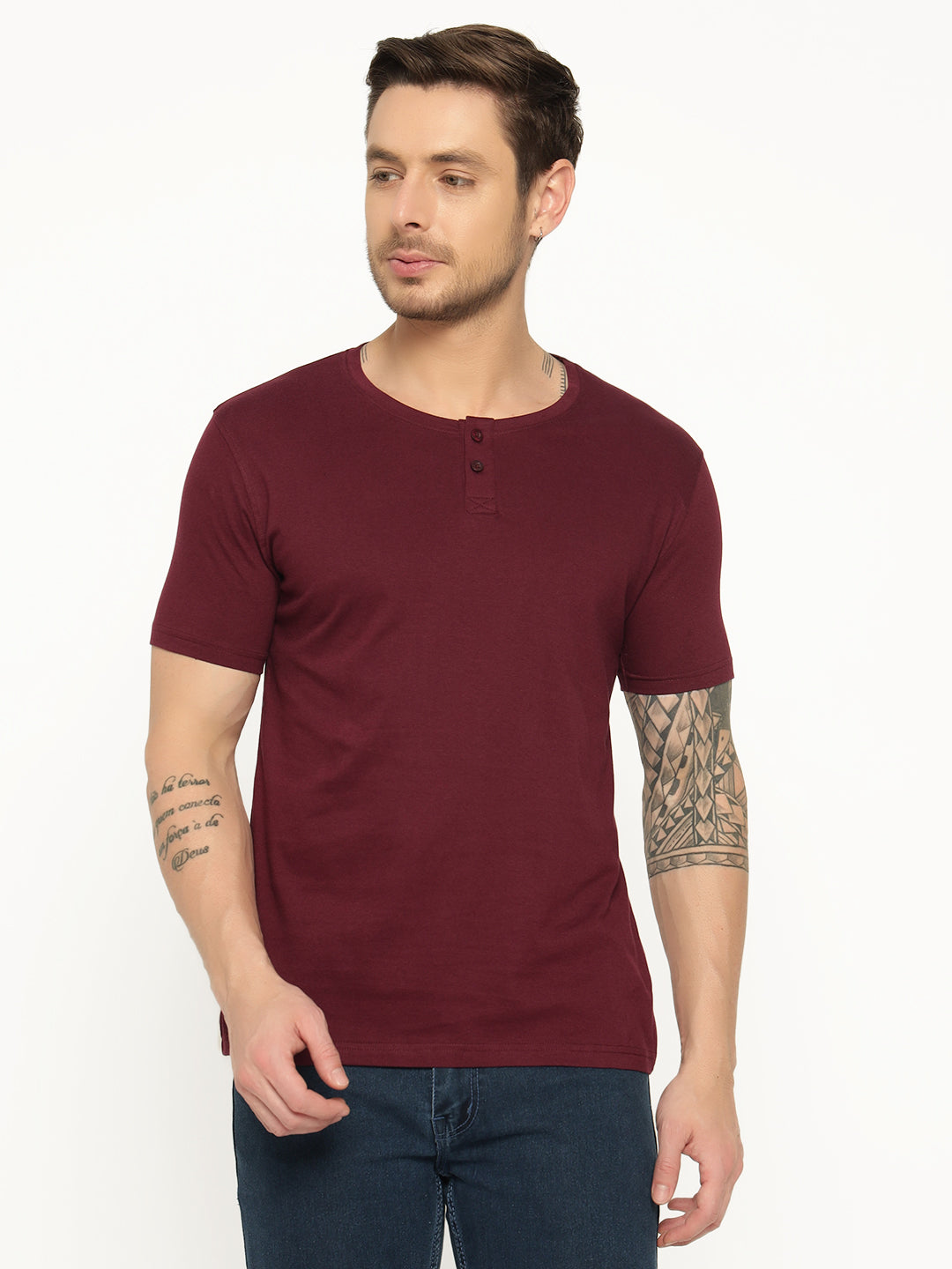 Ap'pulse Men's Short Sleeve Henley Tshirt