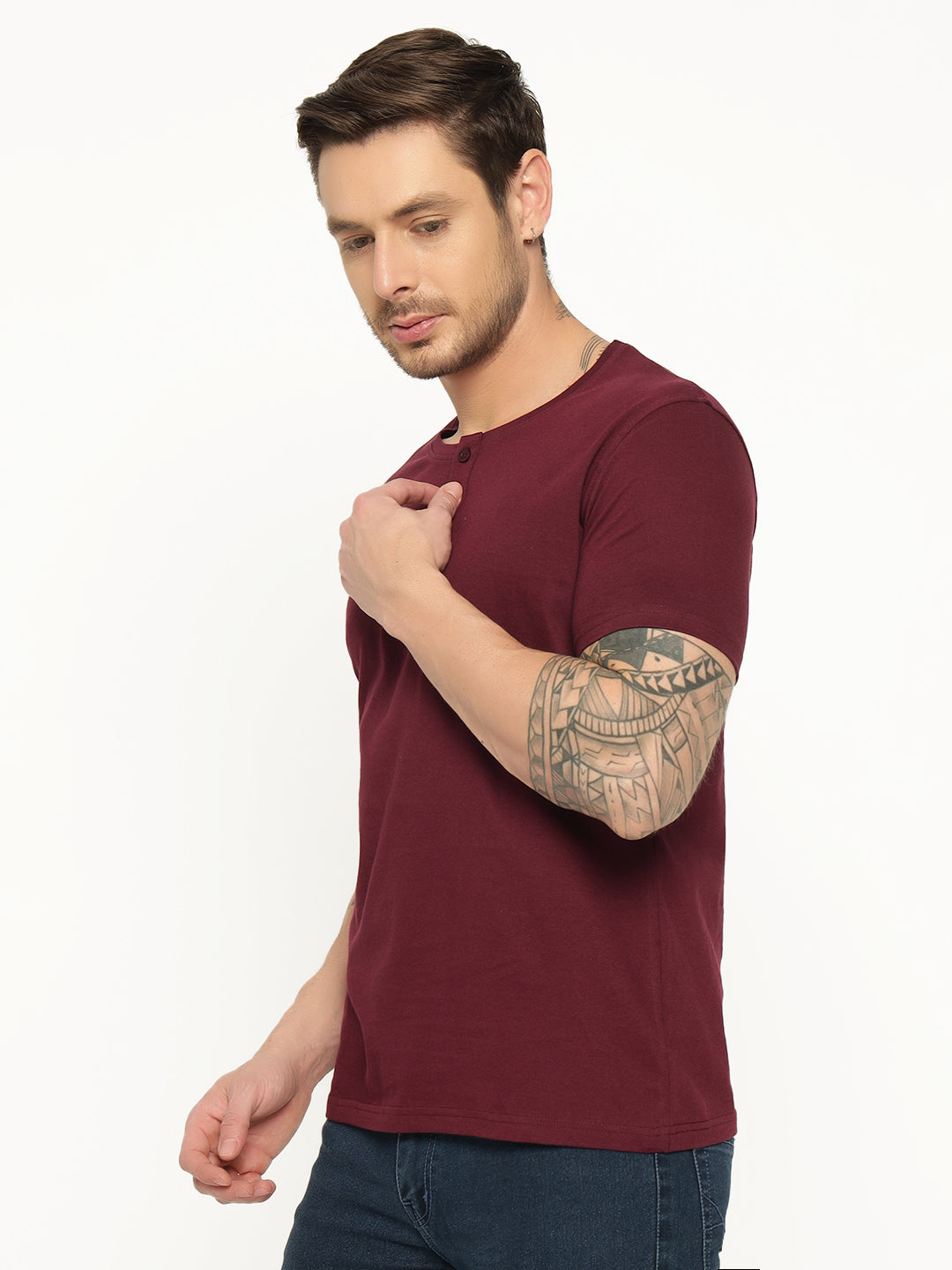 Ap'pulse Men's Short Sleeve Henley Tshirt