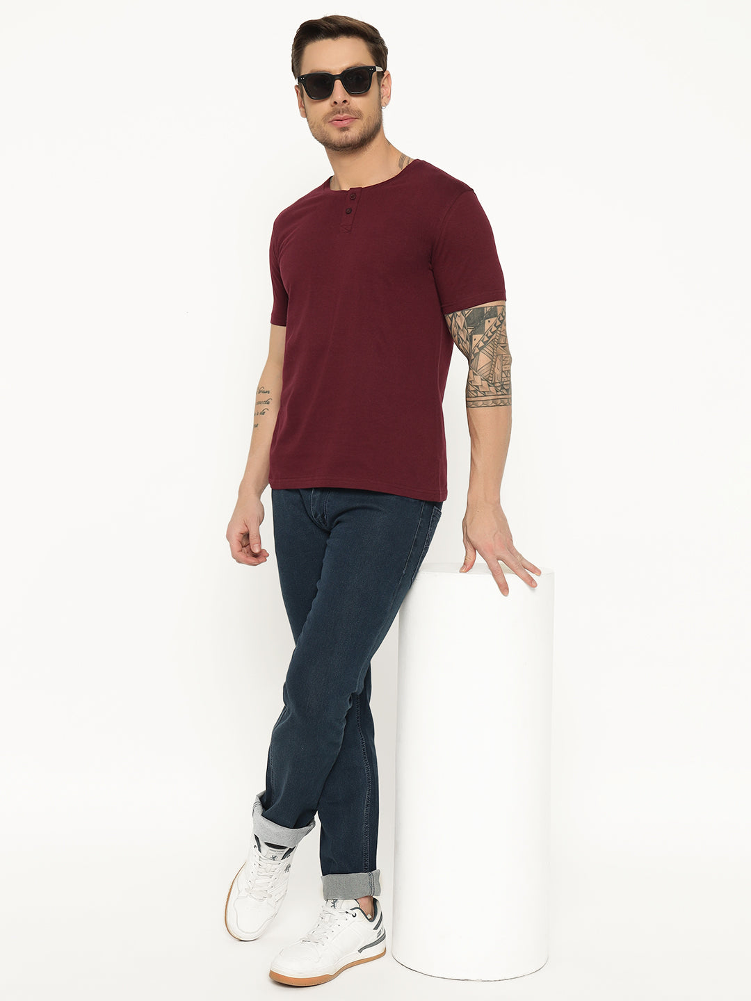 Ap'pulse Men's Short Sleeve Henley Tshirt