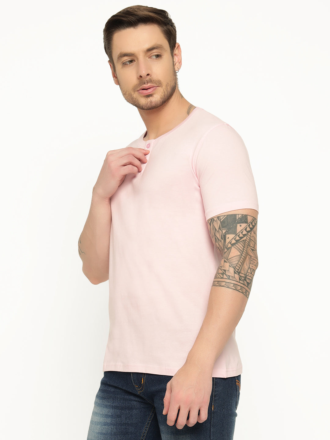 Ap'pulse Men's Short Sleeve Henley Tshirt