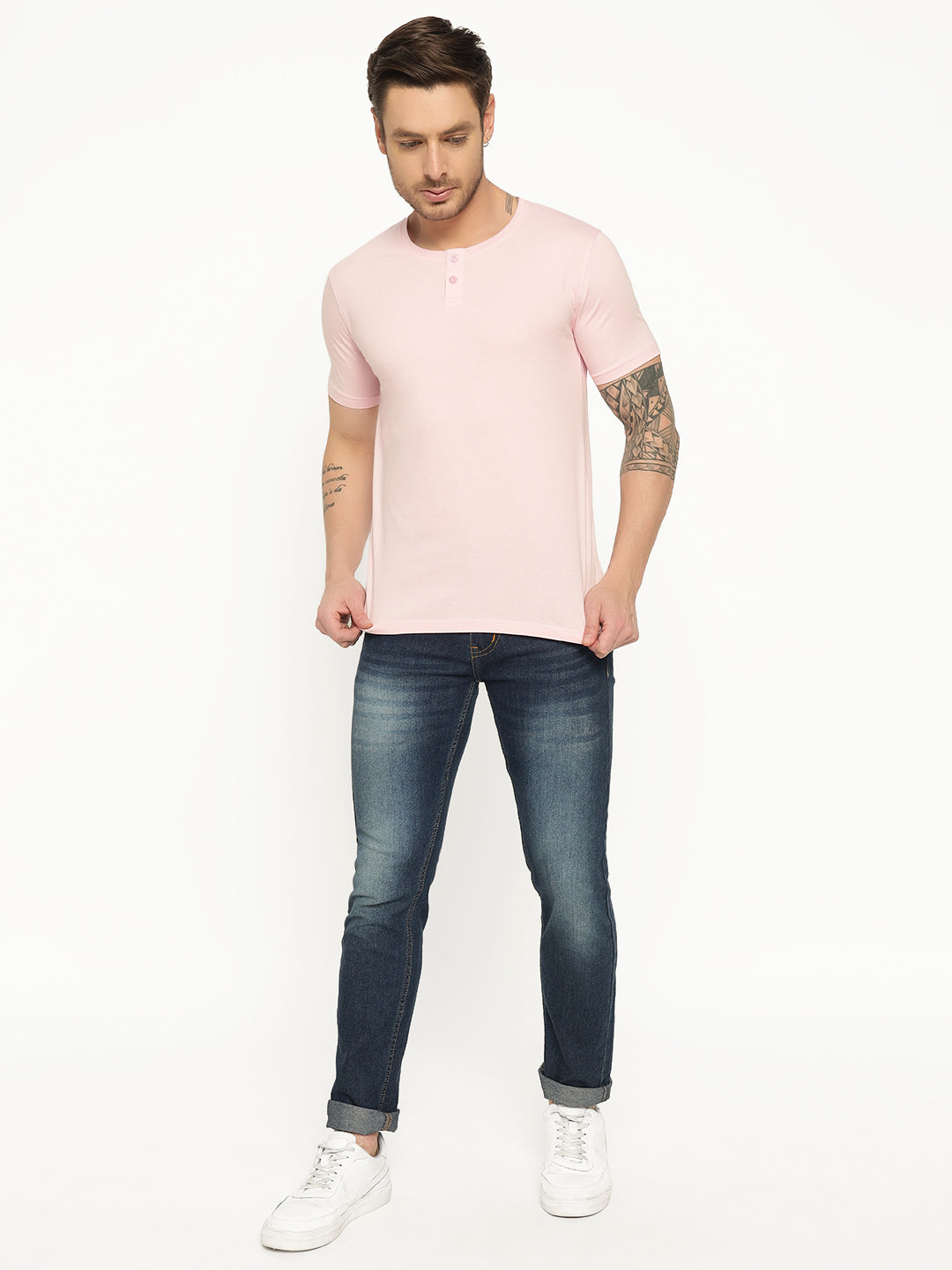 Ap'pulse Men's Short Sleeve Henley Tshirt