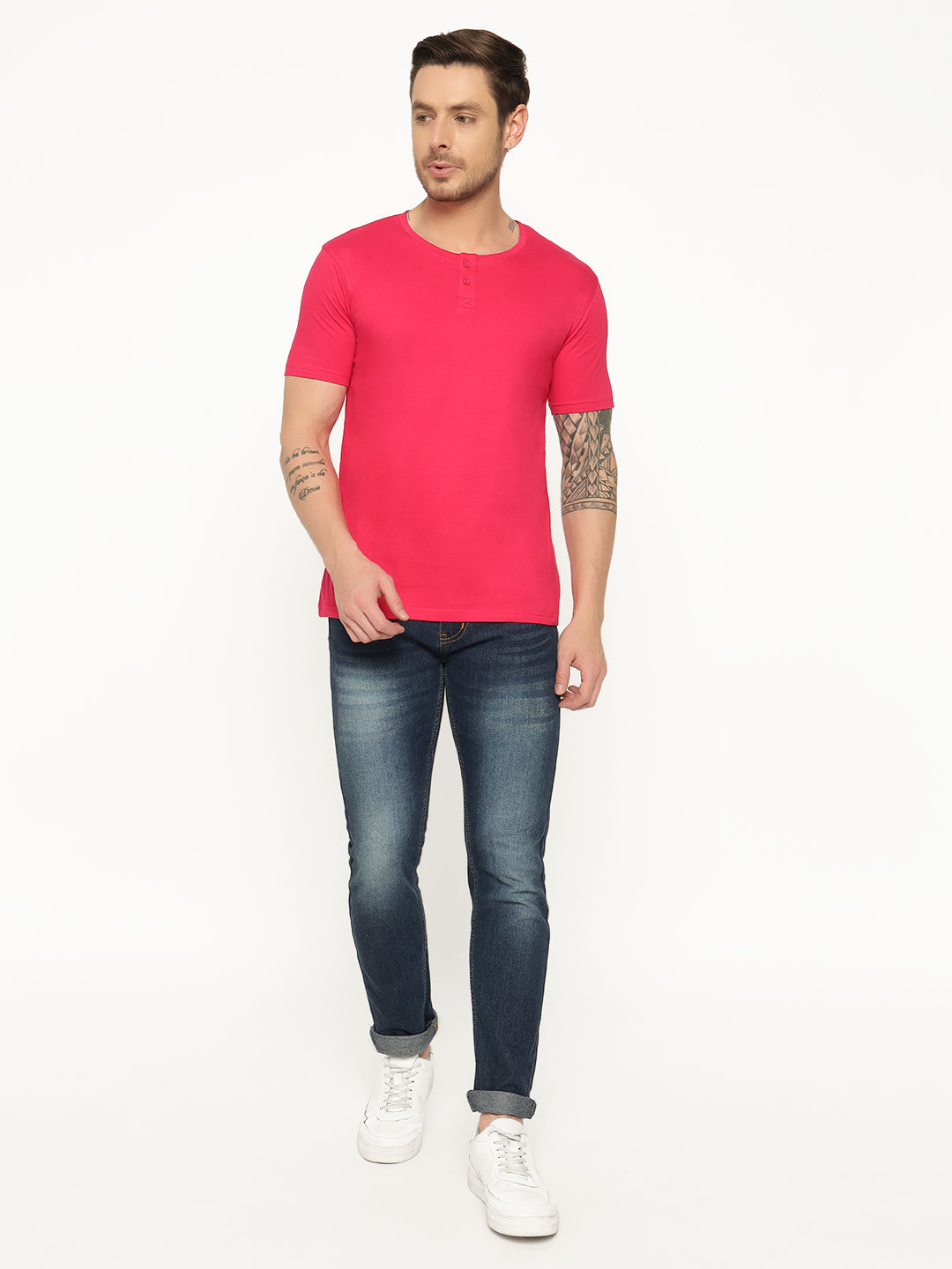 Ap'pulse Men's Short Sleeve Henley Tshirt