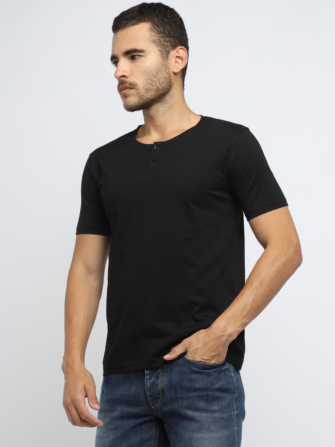 Ap'pulse Men's Short Sleeve Henley Tshirt