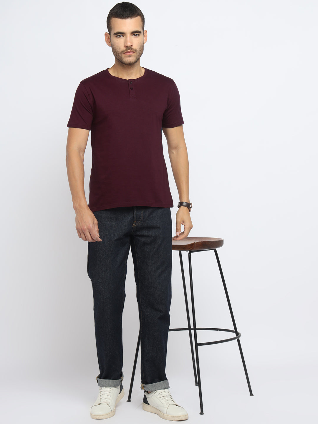 Ap'pulse Men's Short Sleeve Henley Tshirt