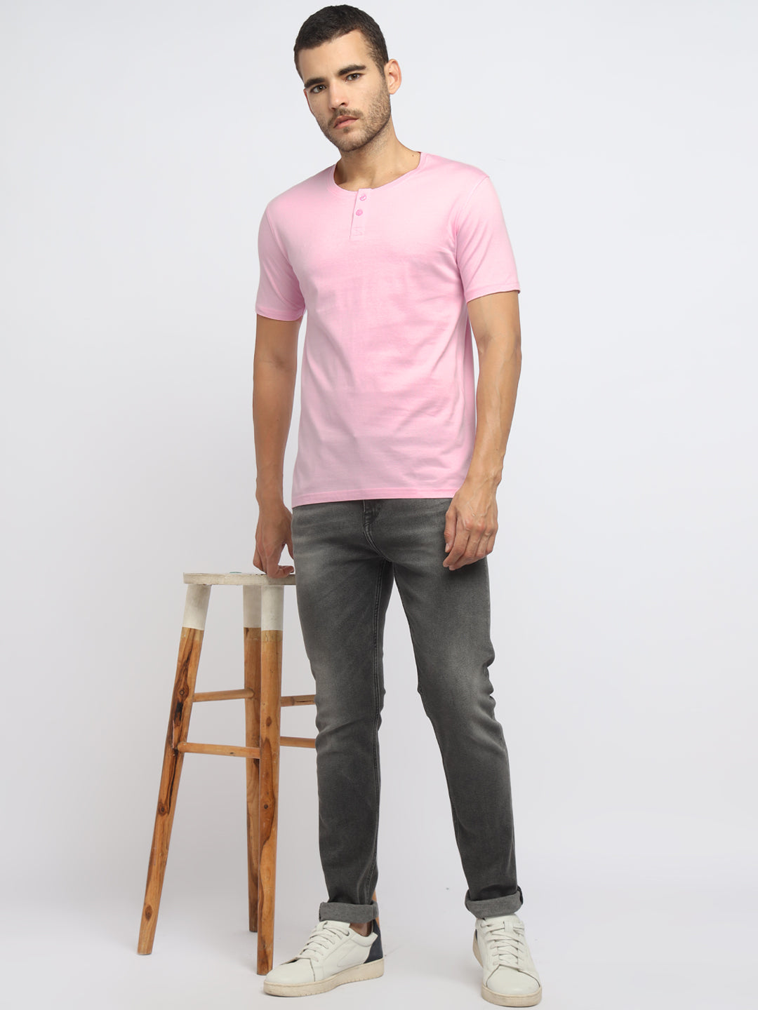 Ap'pulse Men's Short Sleeve Henley Tshirt