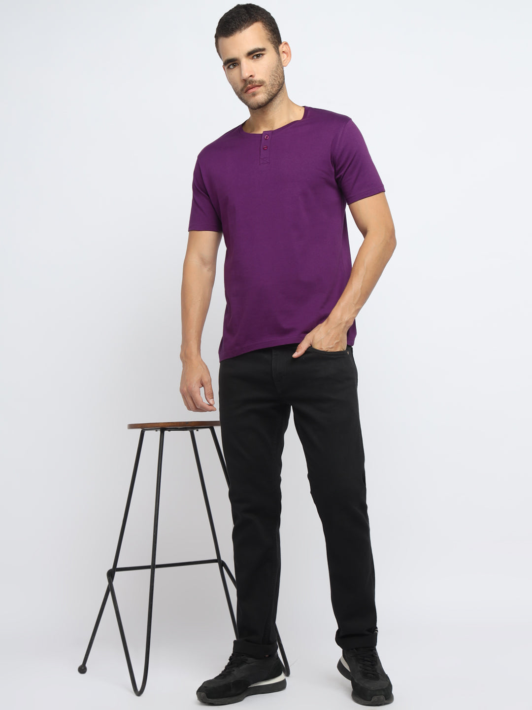 Ap'pulse Men's Short Sleeve Henley Tshirt