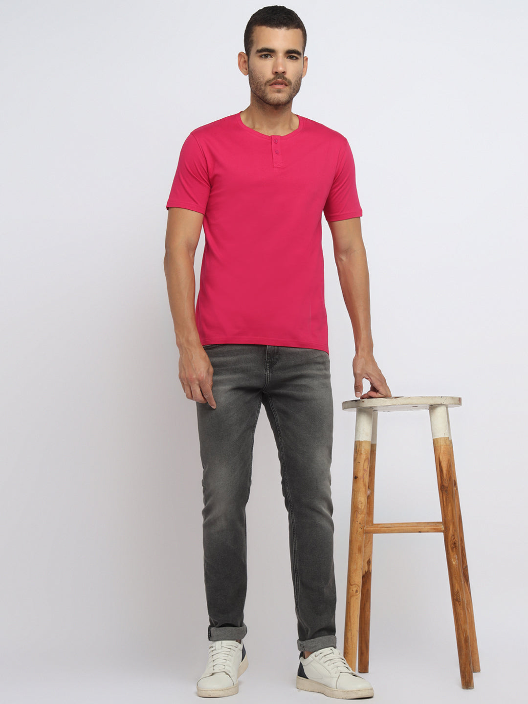 Ap'pulse Men's Short Sleeve Henley Tshirt