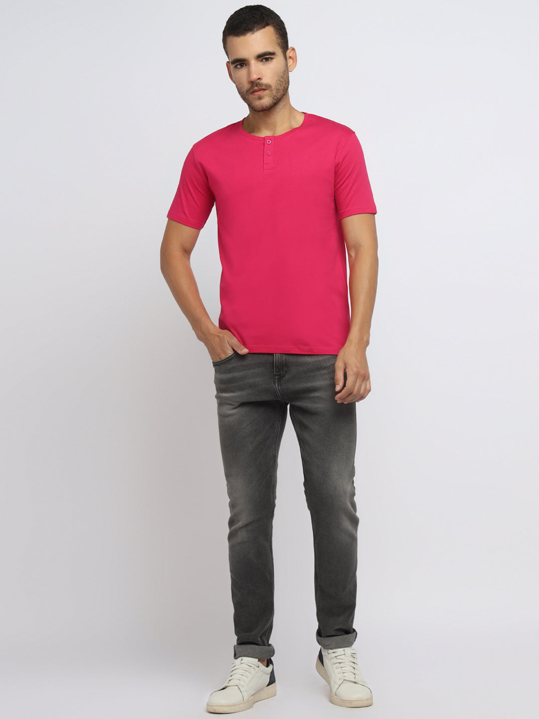 Ap'pulse Men's Short Sleeve Henley Tshirt
