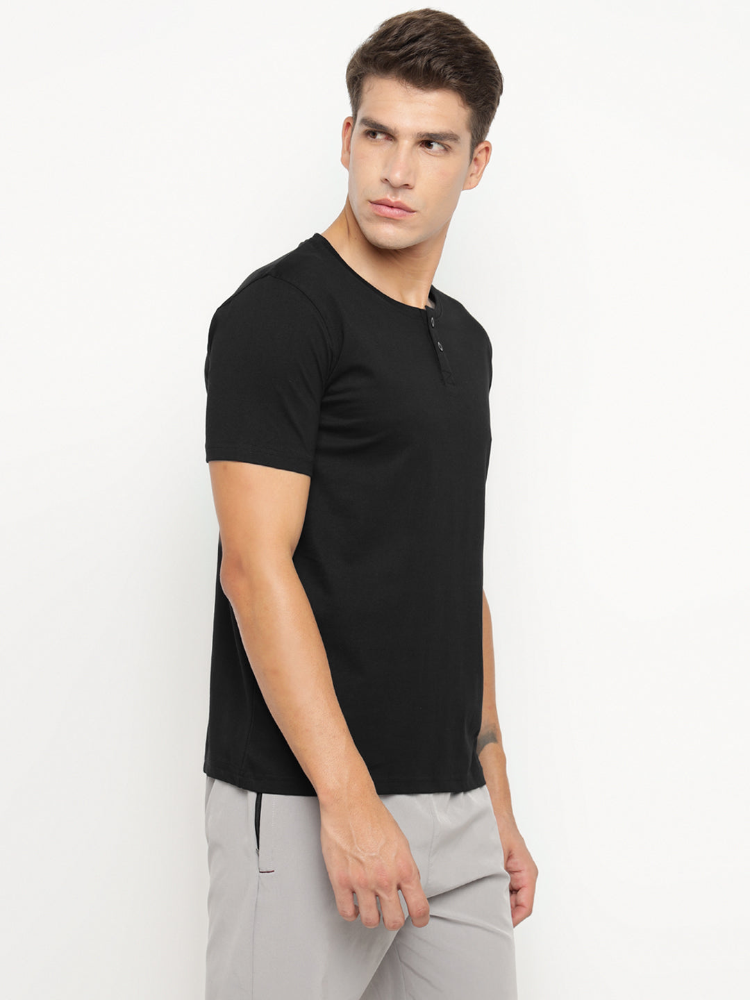 Ap'pulse Men's Short Sleeve Henley Tshirt
