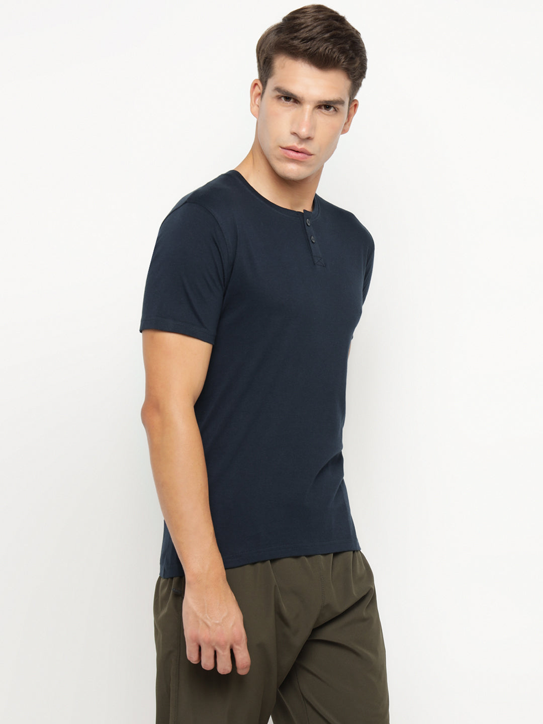 Ap'pulse Men's Short Sleeve Henley Tshirt