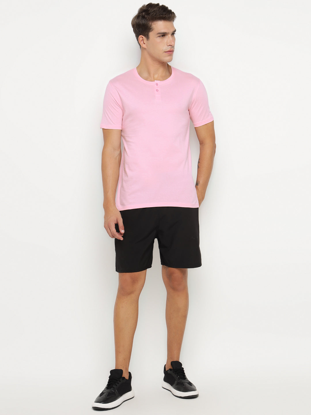 Ap'pulse Men's Short Sleeve Henley Tshirt