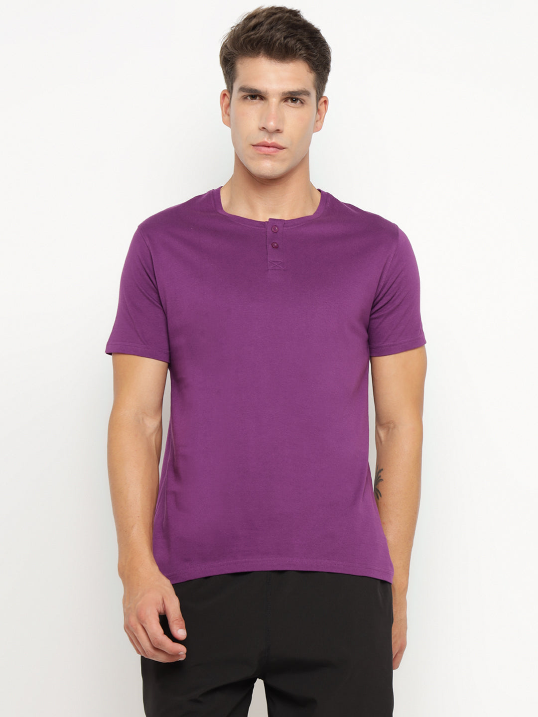 Ap'pulse Men's Short Sleeve Henley Tshirt