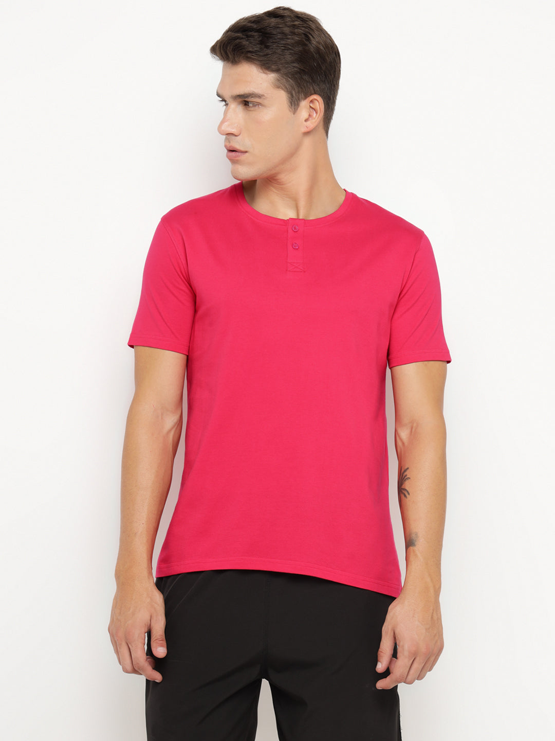 Ap'pulse Men's Short Sleeve Henley Tshirt