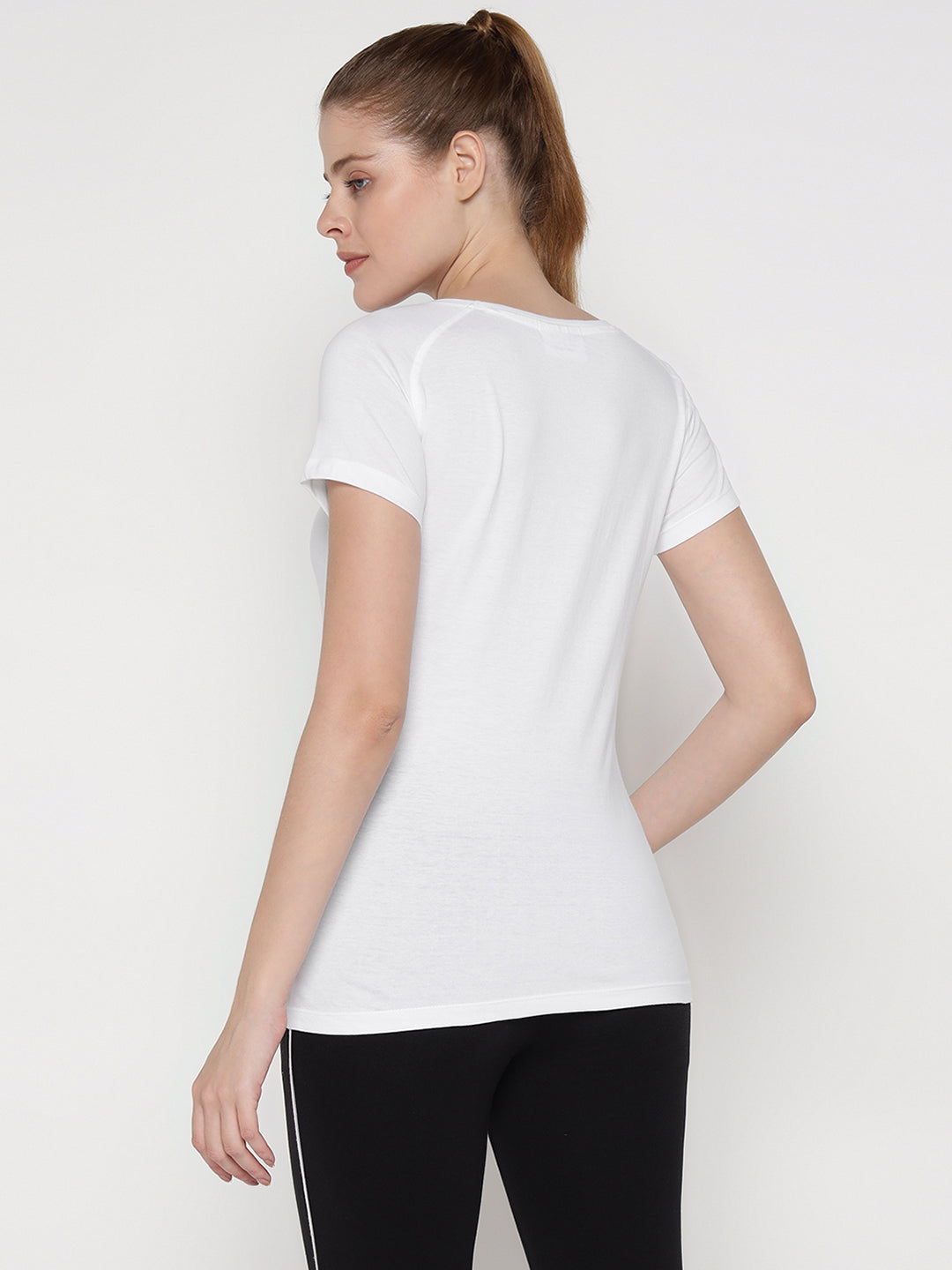 Ap'pulse Women's Short Sleeve Round Neck Bottom Cross Over Tshirt