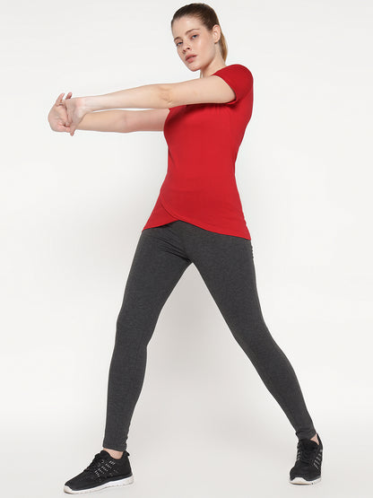 Appulse Women's Short Sleeve Round Neck Bottom Cross Over T-Shirt | Women | Premium Cotton | Activewear | Athleisure