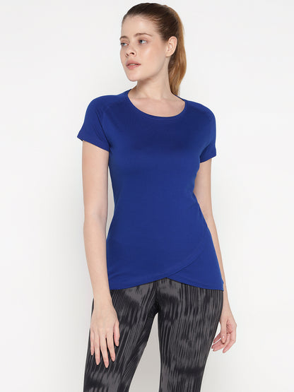 Appulse Women's Short Sleeve Round Neck Bottom Cross Over T-Shirt | Women | Premium Cotton | Activewear | Athleisure