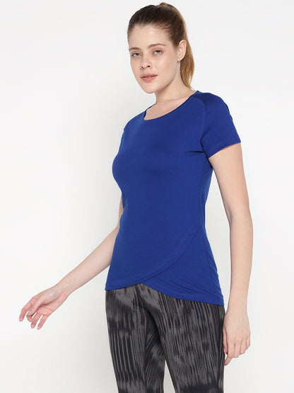 Appulse Women's Short Sleeve Round Neck Bottom Cross Over T-Shirt | Women | Premium Cotton | Activewear | Athleisure