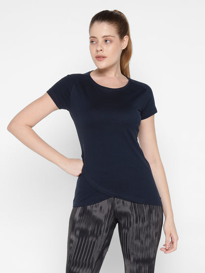 Appulse Women's Short Sleeve Round Neck Bottom Cross Over T-Shirt | Women | Premium Cotton | Activewear | Athleisure