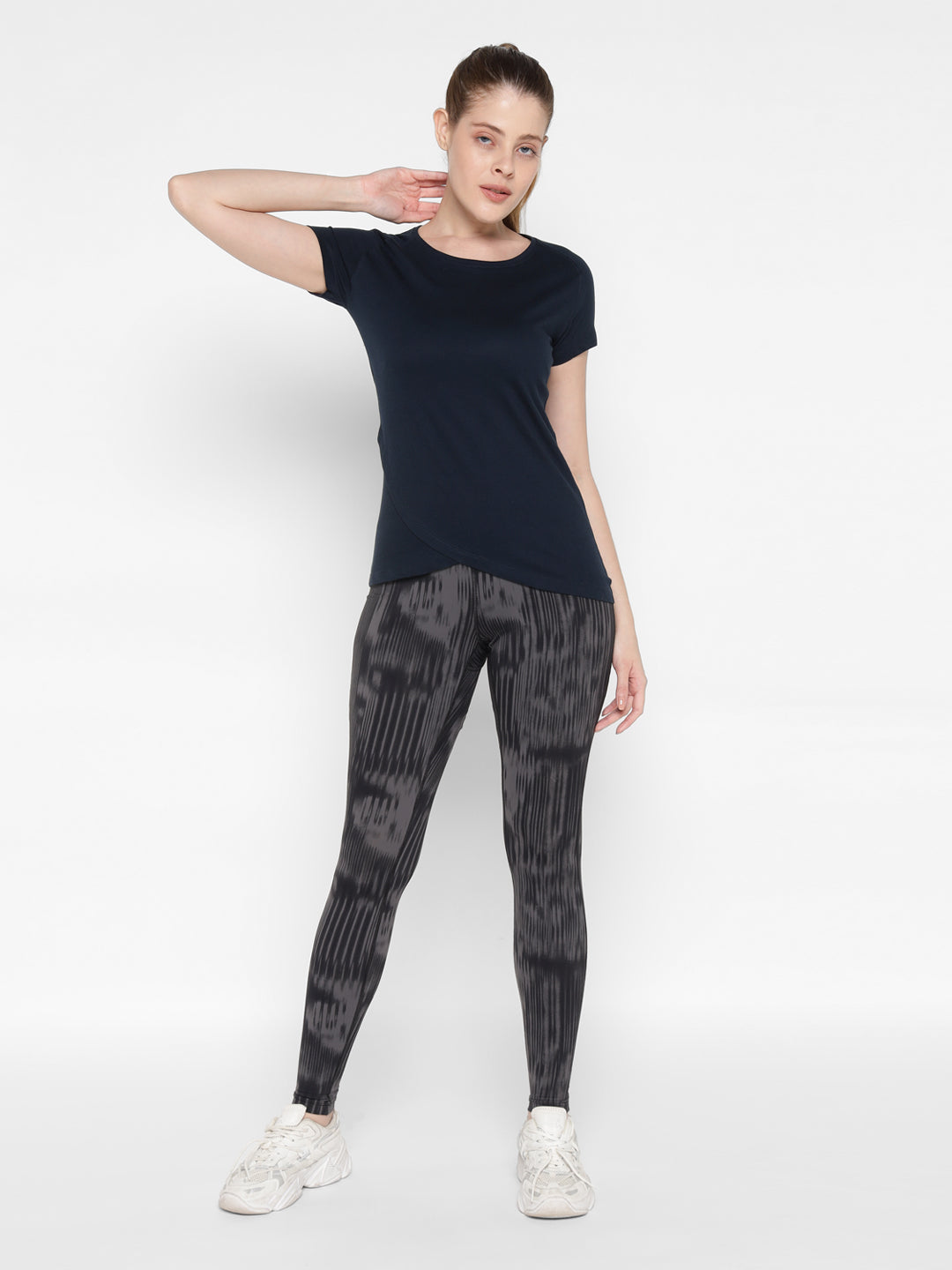 Ap'pulse Women's Short Sleeve Round Neck Bottom Cross Over Tshirt