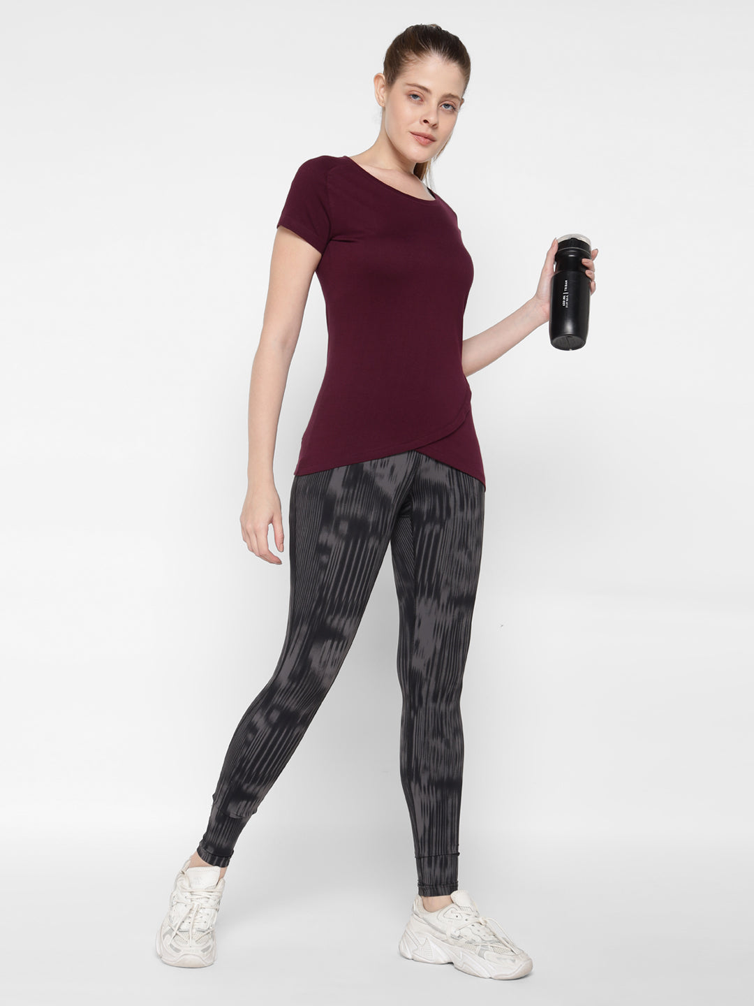 Ap'pulse Women's Short Sleeve Round Neck Bottom Cross Over Tshirt