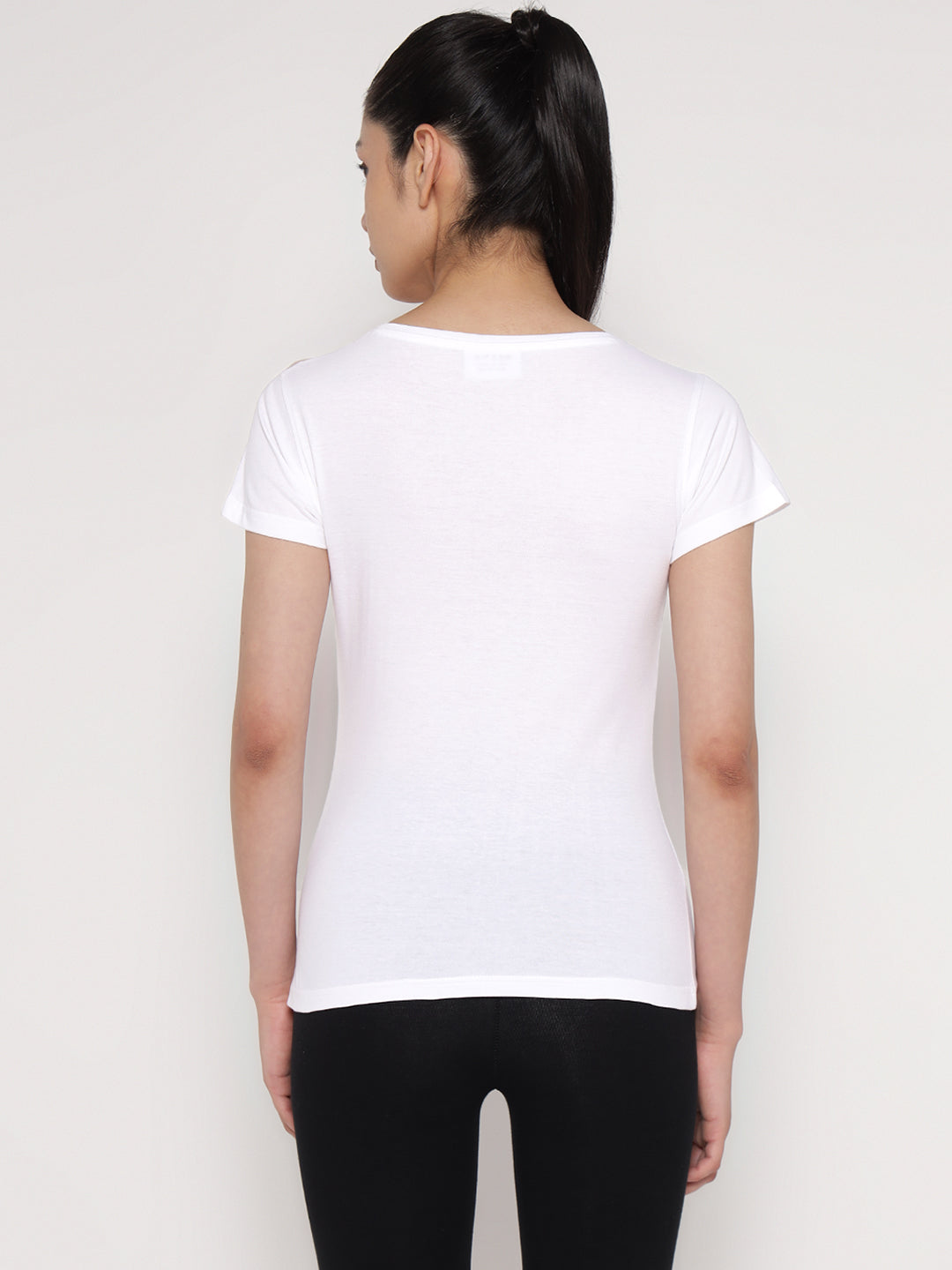 Ap'pulse Women's Short Sleeve Round Neck Shoulder Mesh Tshirt