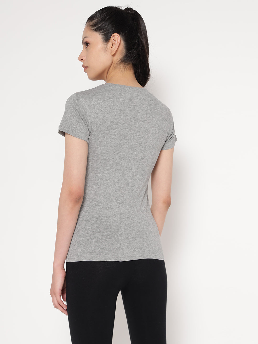 Ap'pulse Women's Short Sleeve Round Neck Shoulder Mesh Tshirt