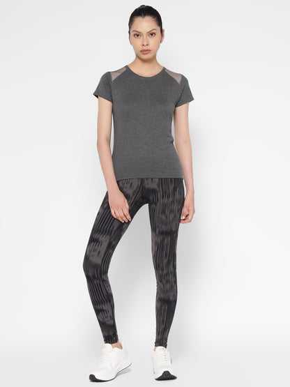 Appulse Women's Short Sleeve Round Neck Shoulder Mesh T-Shirt | Women | Premium Cotton | Activewear | Athleisure
