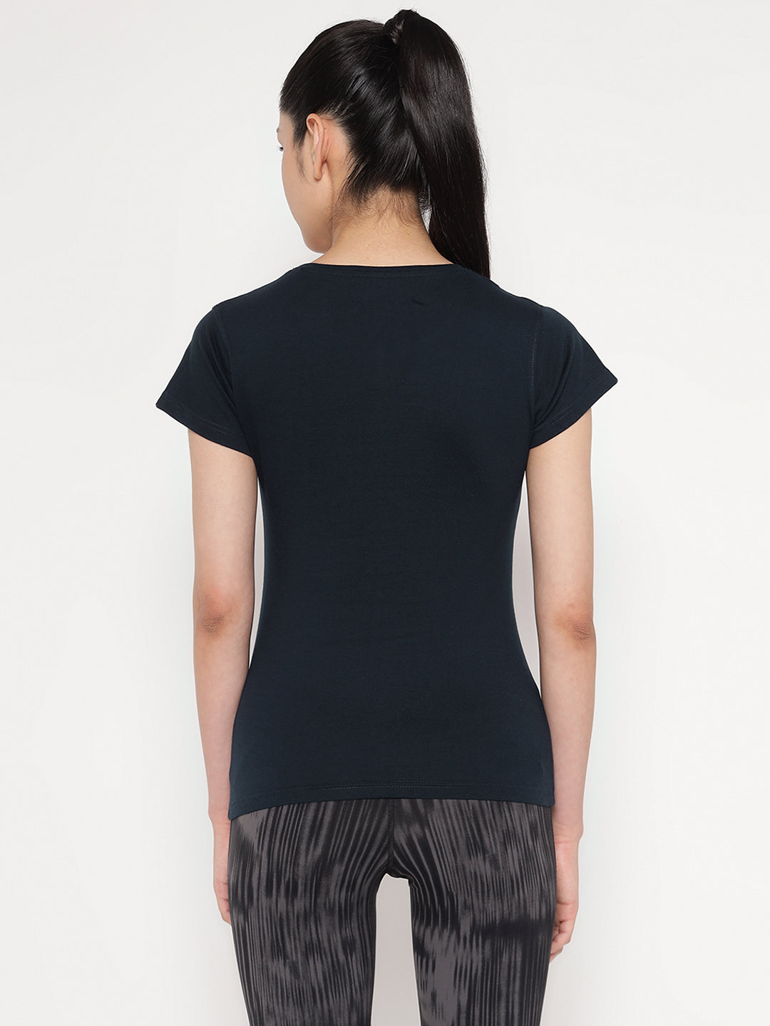 Ap'pulse Women's Short Sleeve Round Neck Shoulder Mesh Tshirt