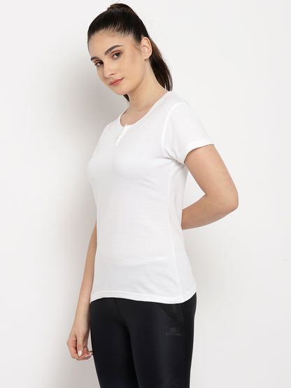Appulse Women's Short Sleeve Henley T-Shirt | Women | Premium Cotton | Activewear | Athleisure
