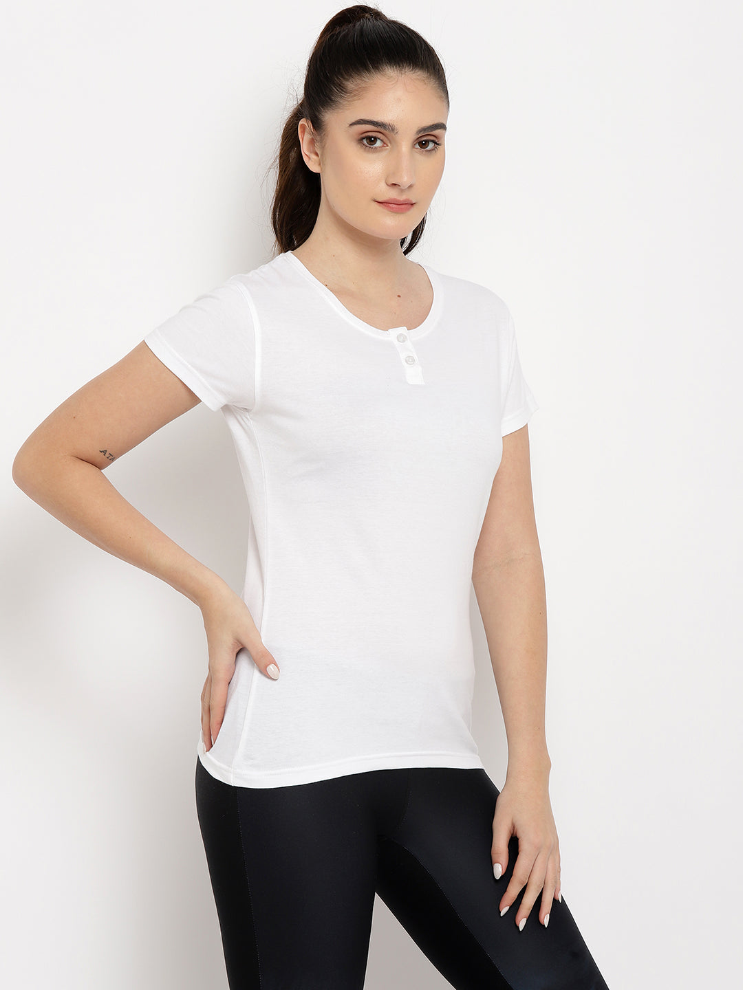 Appulse Women's Short Sleeve Henley T-Shirt | Women | Premium Cotton | Activewear | Athleisure