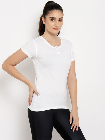 Appulse Women's Short Sleeve Henley T-Shirt | Women | Premium Cotton | Activewear | Athleisure