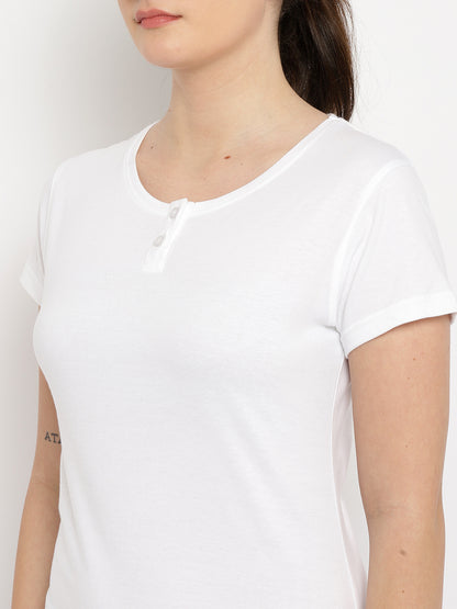Appulse Women's Short Sleeve Henley T-Shirt | Women | Premium Cotton | Activewear | Athleisure
