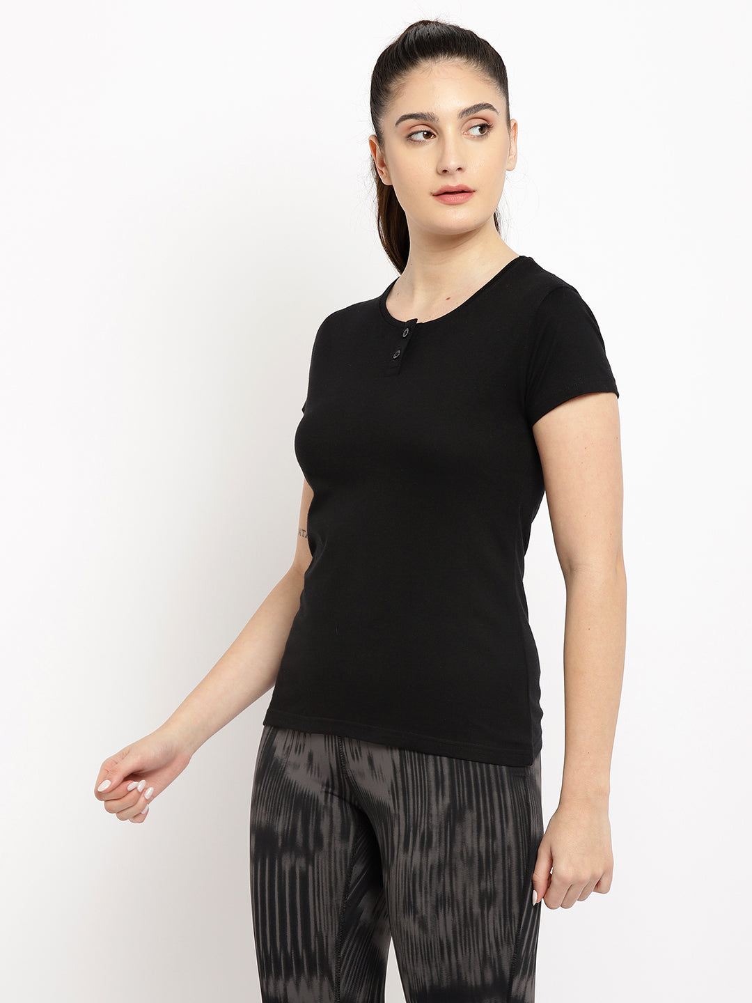 Appulse Women's Short Sleeve Henley T-Shirt | Women | Premium Cotton | Activewear | Athleisure