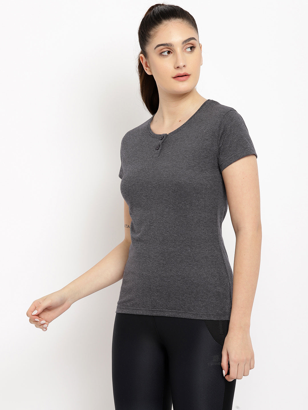 Appulse Women's Short Sleeve Henley T-Shirt | Women | Premium Cotton | Activewear | Athleisure