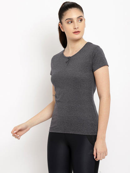 Appulse Women's Short Sleeve Henley T-Shirt | Women | Premium Cotton | Activewear | Athleisure