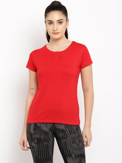 Appulse Women's Short Sleeve Henley T-Shirt | Women | Premium Cotton | Activewear | Athleisure