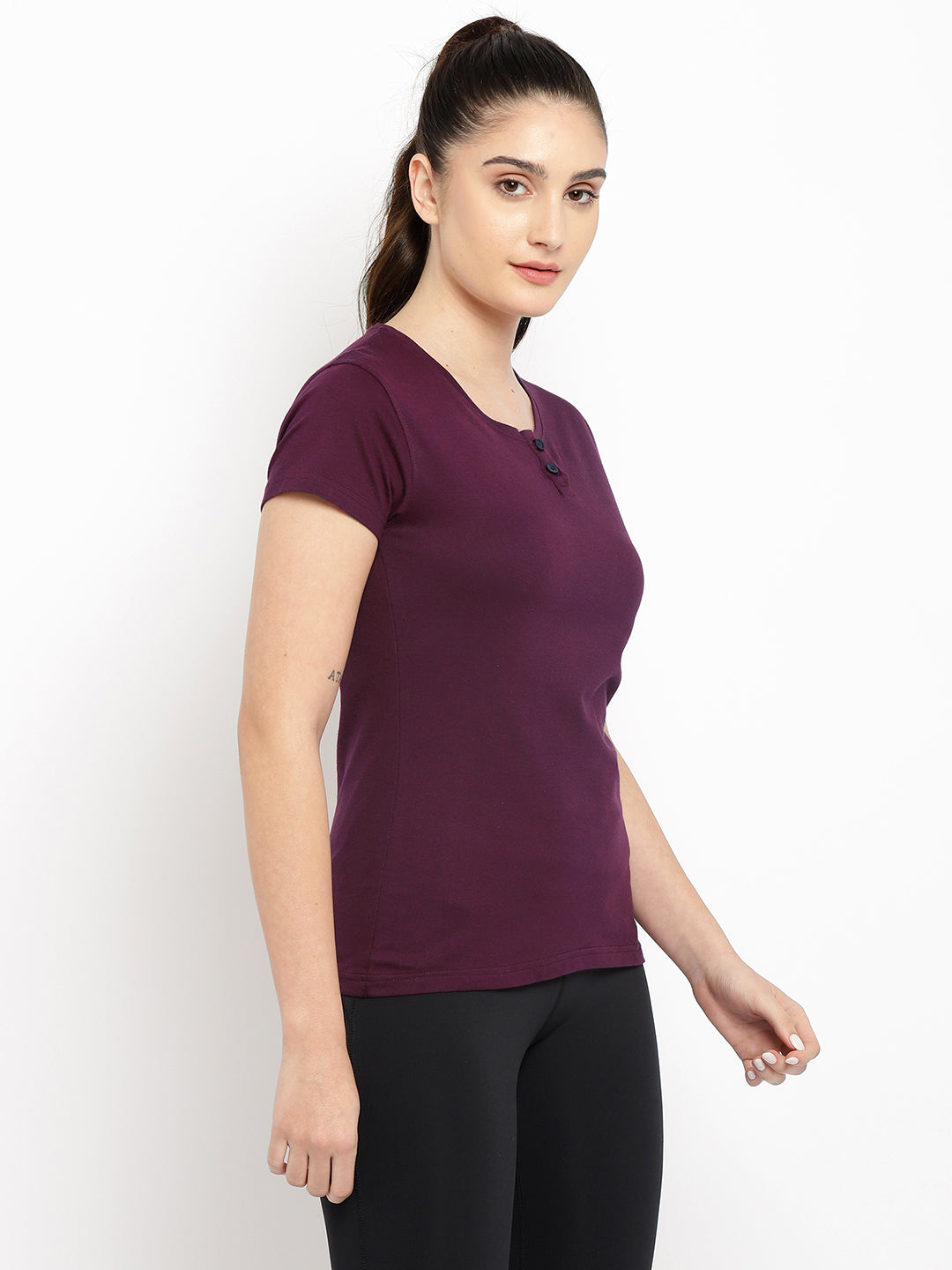 Appulse Women's Short Sleeve Henley T-Shirt | Women | Premium Cotton | Activewear | Athleisure