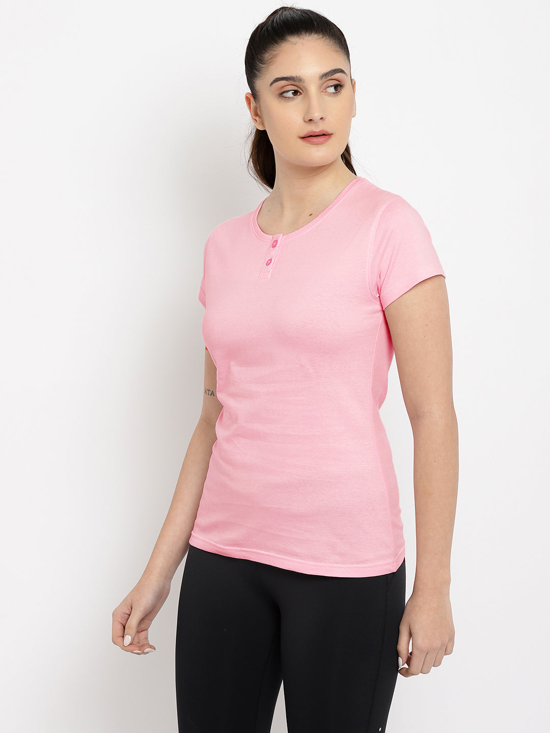 Appulse Women's Short Sleeve Henley T-Shirt | Women | Premium Cotton | Activewear | Athleisure