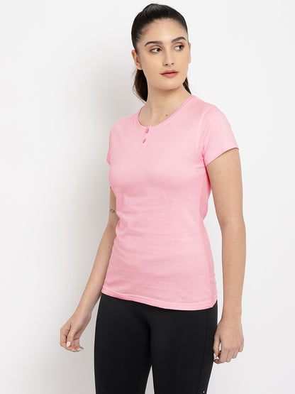 Appulse Women's Short Sleeve Henley T-Shirt | Women | Premium Cotton | Activewear | Athleisure