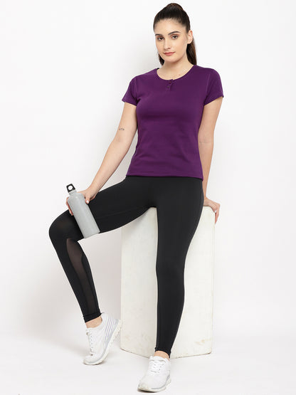 Appulse Women's Short Sleeve Henley T-Shirt | Women | Premium Cotton | Activewear | Athleisure