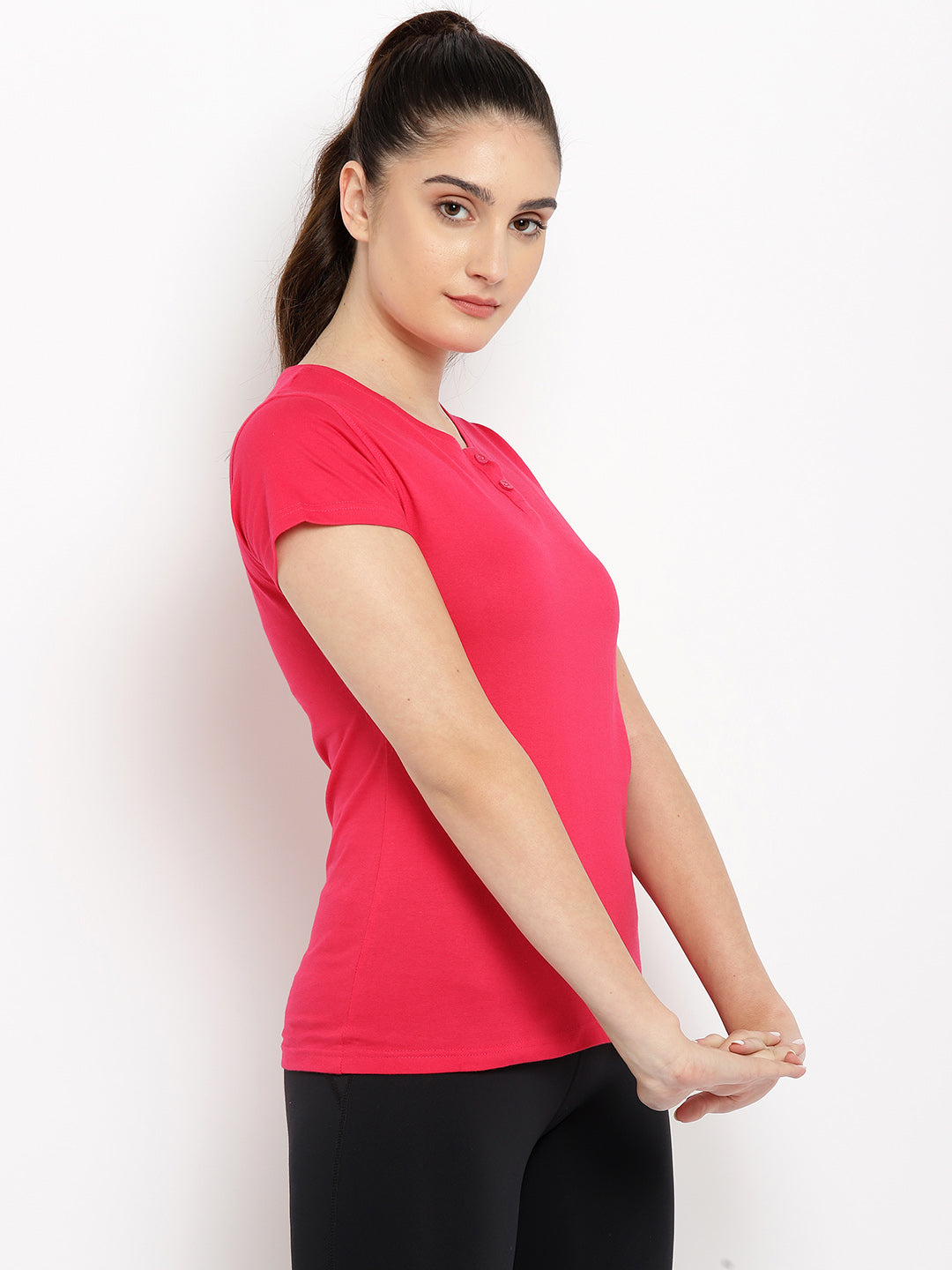 Appulse Women's Short Sleeve Henley T-Shirt | Women | Premium Cotton | Activewear | Athleisure