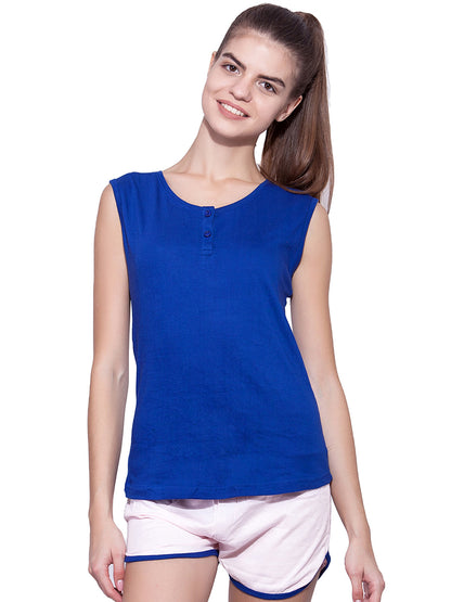 Appulse Women's Sleeveless Henley T-Shirt | Women | Premium Cotton | Activewear | Athleisure