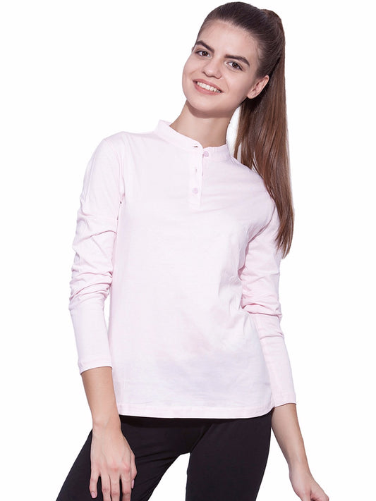 Ap'pulse Women's Long Sleeve Mandarin Polo Tshirt